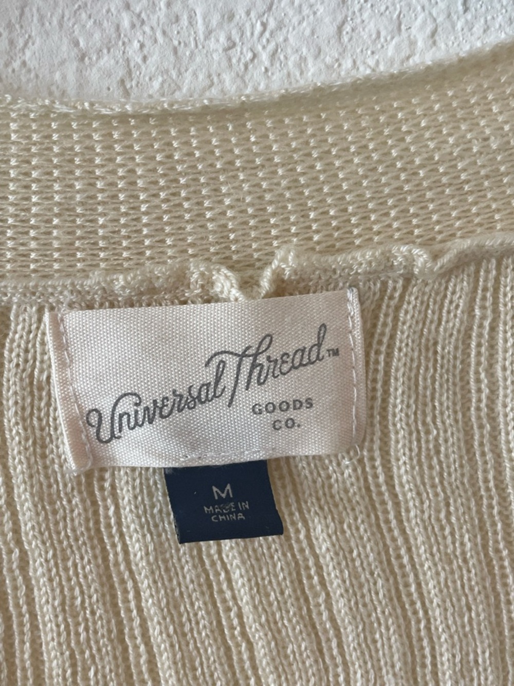 Cream Ribbed V-Neck Button Cardigan Sweater Target Universal Thread - Picture 7 of 7